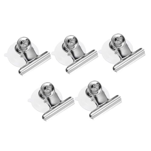 MUCKLILY 5 Stück Teiliges Edelstahl saugnapfklammern mit PVC Kratzfest und Korrosionsbeständig Vielseitig für Küche Bad Wohnzimmer zum Aufhängen von Haushalts Dekoartikeln Glas und Glatten von MUCKLILY