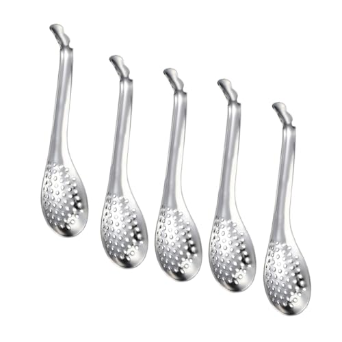 MUCKLILY 5 Stück Teiliges Kaviarlöffel aus Lebensmittelechtem Edelstahl Feines Sieb mit Porenstruktur Leichtes Colander für Effiziente Filtration Vielseitiges Küchengerät für Präzises von MUCKLILY