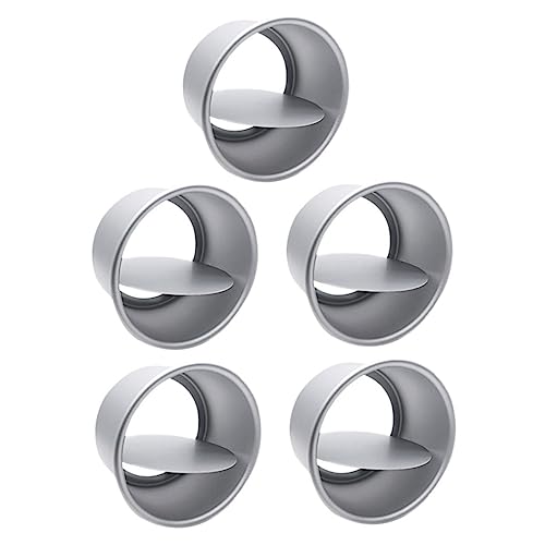 MUCKLILY 5 Stück Teiliges Set Kleine Runde Kuchenformen aus Aluminium mit Abnehmbarem Boden Antihaftbeschichtet Leicht zu Reinigen für Käsekuchen und Mousse Geeignet für Backzubehör und von MUCKLILY