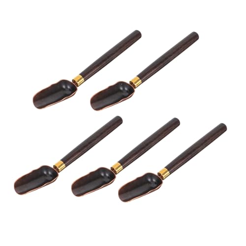 MUCKLILY 5 Stück Teiliges Teelöffel aus Schwarzem Holz mit Kupferdetail Multifunktionale Teeschaufeln für Losen Tee Handliche Teelöffel für Zuhause Kaffeehaus und Teestube Leicht zu von MUCKLILY