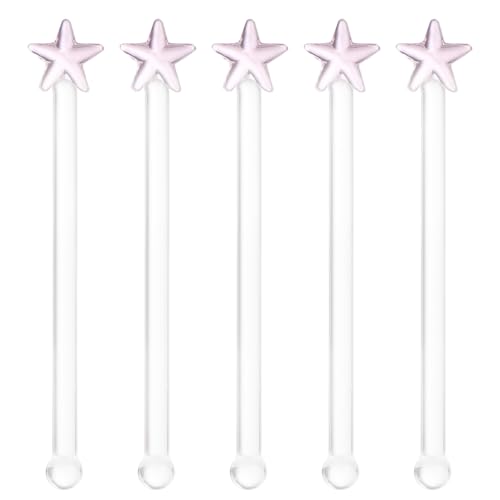 5 Stücke Transparente Glas Rührstäbchen - Kreative Cocktail Rührer Für Getränke Leicht Und Kompakt Ideal Für Cocktails Kaffee Und Mixgetränke von MUCKLILY