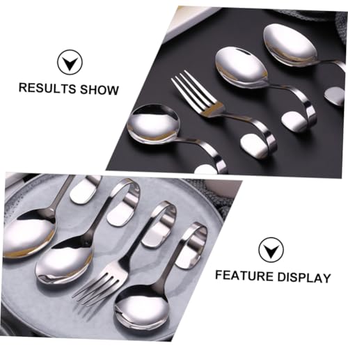 MUCKLILY 6 Stück Teiliges Edelstahl Dessert Salatgabel Gebogenem Griff Spülmaschinenfest Einfach zu Reinigen Vielseitig für Restaurant Zuhause und Geeignet von MUCKLILY