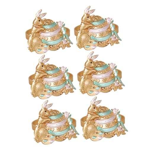 MUCKLILY 6st Kaninchen-serviettenringe Vintage Serviettenhalter Frühlingsserviettenhalter Serviettenring Aus Weihnachtsserviettenringe Dekorative Kreativer Bogen Legierung Runden Braut von MUCKLILY