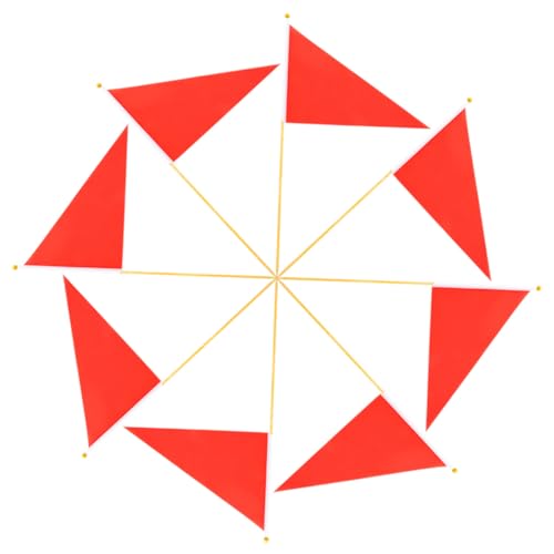 MUCKLILY 8 Stück Teiliges Markierungsflaggen mit Bambusstab Dreieckige Rasenmarkierungsflaggen aus Polyester Robuste Gartenfahnen zur Pflanzkennzeichnung und Vermessung im Freien von MUCKLILY