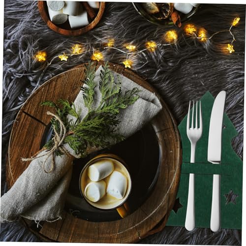 MUCKLILY 8 Stück Weihnachtsbaum Besteckhalter Grüne Bestecktaschen für Messer Gabeln Löffel Party Tischdekoration Praktische Aufbewahrungstaschen für Weihnachten von MUCKLILY