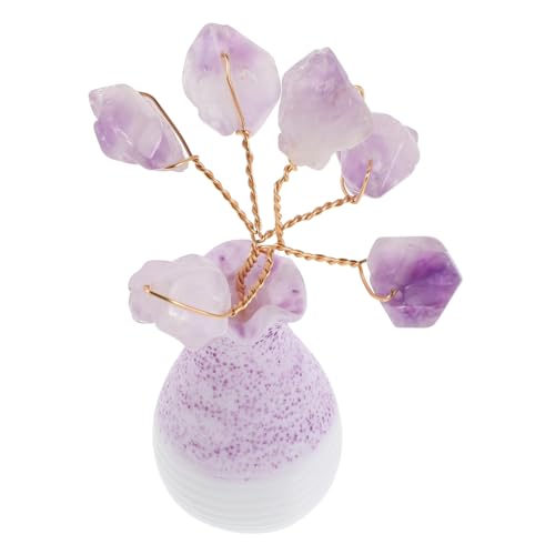 MUCKLILY Amethyst-zahnblume Winzige Baumverzierungen Mikrolandschaftsbaum Miniatur-baumschmuck Kleiner Baumschmuck Chakra-Baum Tischbaum Mini-bäume Zum Basteln Eisendraht Violett von MUCKLILY