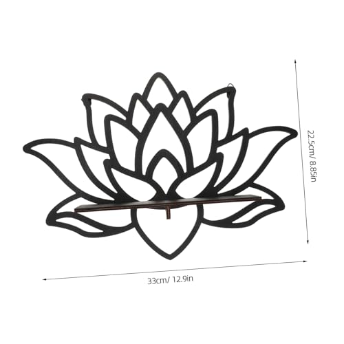 MUCKLILY Boho Holz Wandregal Eckregal mit Kristall Lotus Kerzenhalter Wandmontage Platzsparend Langlebig für Wohnzimmer Schlafzimmer Badezimmer Schwebendes Deko Wandboard von MUCKLILY