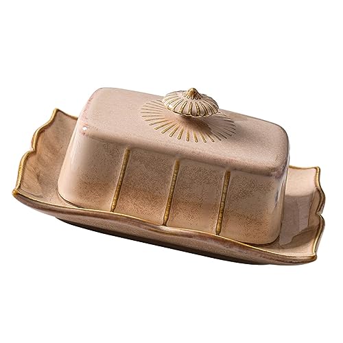 MUCKLILY Chic Butterdose aus Keramik mit Deckel Butterservierplatte für Aufbewahrung und Frische für Täglichen Gebrauch von MUCKLILY