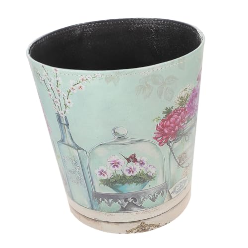 MUCKLILY Dekorativer Papierkorb aus Wasserabweisendem PU Material mit Kreativem Blumenmuster Vielseitiger Abfallbehälter und Aufbewahrungskorb für Haushalt Büro und Wohnzimmer von MUCKLILY