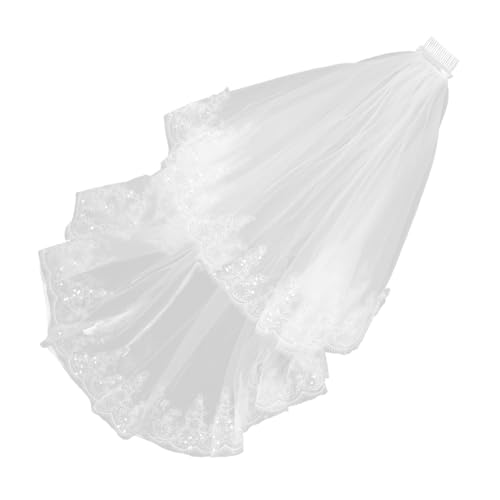 MUCKLILY Doppellagiger Brautschleier mit Spitzenrand Weicher Tüll Eleganter Haarschmuck für Frauen Langlebig und Angenehm für Hochzeiten und Junggesellinnenabschiede mit Kamm Befestigt MUCKLILY Doppellagiger Brautschleier mit Spitzenrand Weicher Tüll Eleganter Haarschmuck für Frauen Langlebig und Angenehm für Hochzeiten und Junggesellinnenabschiede mit Kamm Befestigt von MUCKLILY