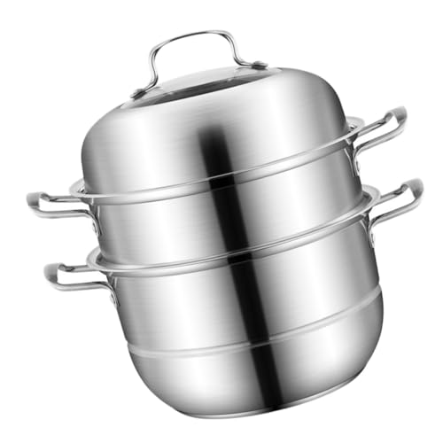 MUCKLILY Edelstahl Dampfgarer Topf Dreischichtig Rostfrei Multifunktionaler Kochtopf Mit Glasdeckel Für Zuhause Und Gastronomie Mit Hitzebeständigem Dampfkorb Komfortable Sichtkontrolle MUCKLILY Edelstahl Dampfgarer Topf Dreischichtig Rostfrei Multifunktionaler Kochtopf Mit Glasdeckel Für Zuhause Und Gastronomie Mit Hitzebeständigem Dampfkorb Komfortable Sichtkontrolle von MUCKLILY