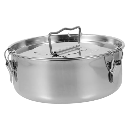 MUCKLILY Edelstahl Flanform mit Deckel Kleiner Runder Dampfgarer einsatz Antihaftbeschichtet Hitzebeständig und Platzsparend für Pudding Quiche und Vielseitiges Backen von MUCKLILY