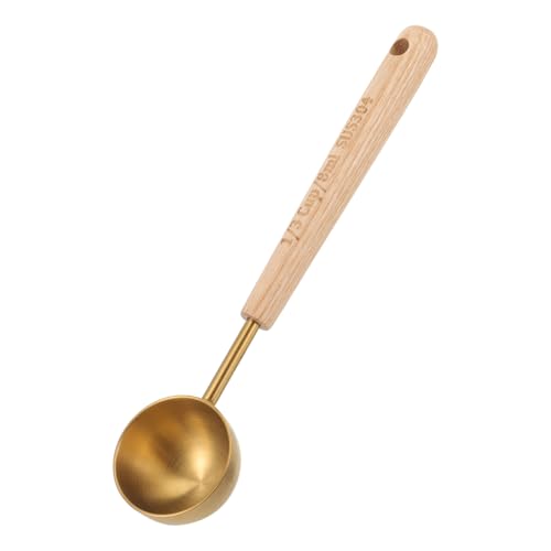MUCKLILY Edelstahl Messlöffel mit Holzgriff Präzise Küchenwaage für Kaffee Kaffeepulver Gewürze Backen und Kochen Maßeinsatz Goldfarben von MUCKLILY