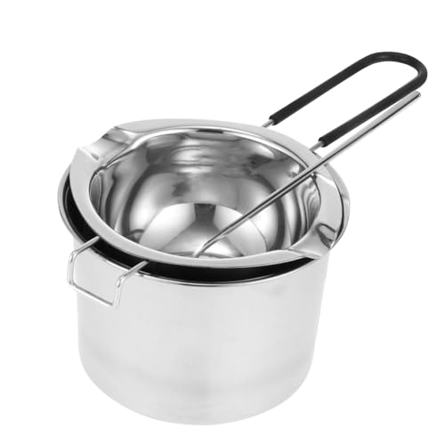 MUCKLILY Edelstahl Schmelztopf Butter Schokolade Käse Wachs Schmelzen mit Hitzebeständigem Silikongriff und Dickem Topf Plus Rührlöffel für Backen und Fondue von MUCKLILY