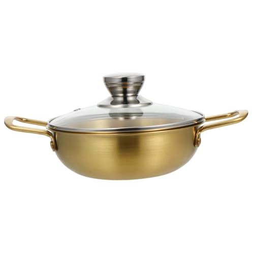 MUCKLILY Edelstahl Suppentopf mit Glasdeckel und Griff Hitzebeständig Vielseitiger Nudel Ramen topf für Herd Camping und Outdoor Spülmaschinengeeignet Goldfarben MUCKLILY Edelstahl Suppentopf mit Glasdeckel und Griff Hitzebeständig Vielseitiger Nudel Ramen topf für Herd Camping und Outdoor Spülmaschinengeeignet Goldfarben von MUCKLILY