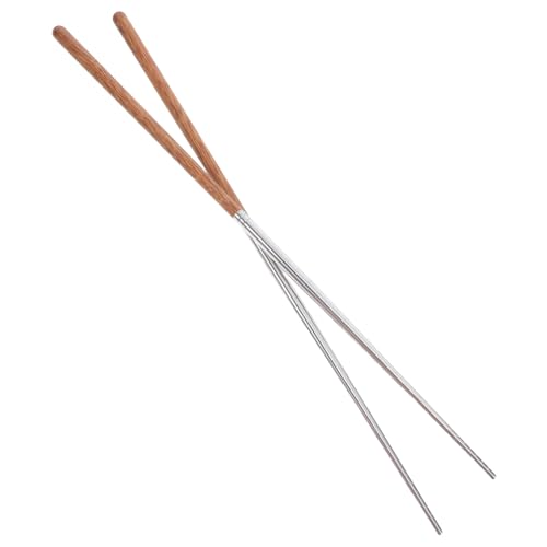 MUCKLILY Extra Lange Essstäbchen aus Edelstahl und Robustem Hartholz Hitzebeständig und Rutschfest zum Kochen Braten Hot Pot und Chinesischen Nudeln Lang von MUCKLILY