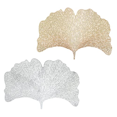 MUCKLILY Ginkgoblatt Tischset 2 Stück Wärmeisolierte PVC Matte rutschfest Tischdekoration für Haushalt und Gastronomie Anti Verbrühungs Platzdeckchen von MUCKLILY