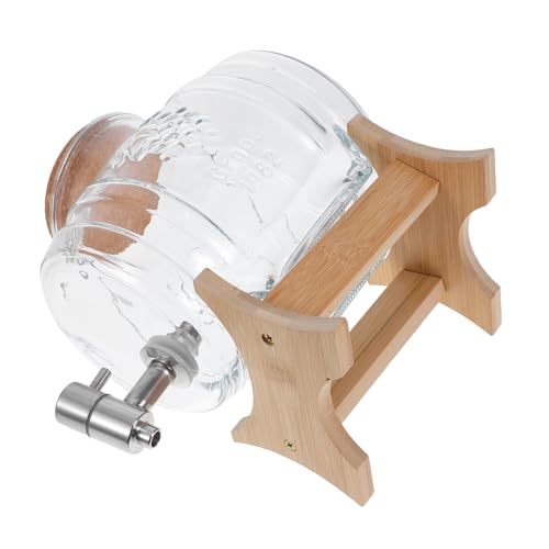 MUCKLILY Glasfass getränke Whiskyspender Glasgetränkspender Holzfassspender Wasserspender-Arbeitsplatte Sangria-Spender Punschspender für Partys Limonadenspender Bambus Transparent von MUCKLILY