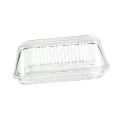 MUCKLILY Glasplatte Butter servierteller Rechteckig für Käse Dessert Butter Vielseitig Verwendbar Küchen Restaurant servierplatte Transparent Langlebig von MUCKLILY