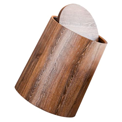 MUCKLILY Großer Abfallbehälter mit Schwingdeckel Imitation Holzmaserung Mülleimer aus Robustem PP für Haushalt Büro Badezimmer Wohnzimmer Küche von MUCKLILY