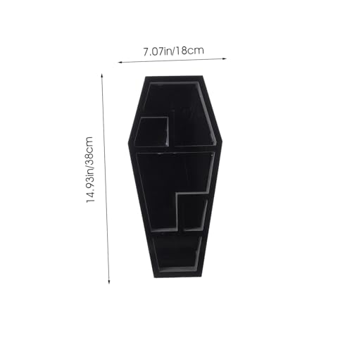 MUCKLILY Halloween Coffin Storage Rack Schwarz Desktop Ornament Regal Leicht Tragbar für Gothic Dekoration und Kreative Aufbewahrung von Kerzen Büchern und Figuren von MUCKLILY