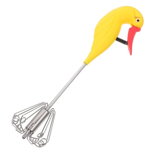 MUCKLILY Handlicher Edelstahl Schneebesen in Schwanform Halbauotomatischer Handmixer für Eier und Sahne Rostfrei Platzsparend mit Aufhängering für Backen und Küchenalltag von MUCKLILY