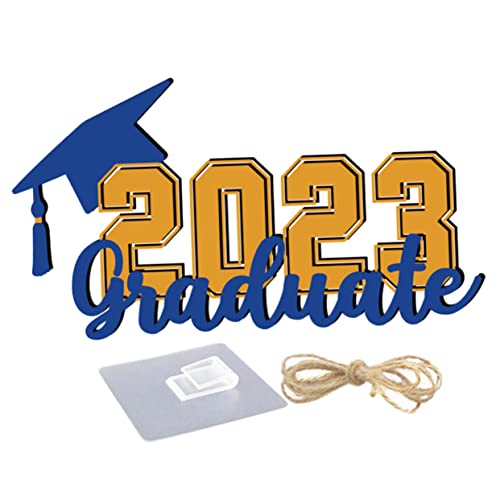 MUCKLILY Hangtag aus Holz 2023 Graduierung Türschild Klasse von 2023 Dekoration Wand Blaue Abschlussdekorationen Türhängelschild Label für Abschlussdekoration Linde Blue von MUCKLILY