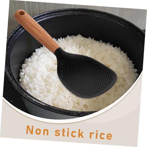 MUCKLILY Hitzebeständiger Silikon Reislöffel mit Holzgriff Antihaft Reispaddel für Reiskocher Spülmaschinenfest Weicher Griff für Küche und Servieren von Reis MUCKLILY Hitzebeständiger Silikon Reislöffel mit Holzgriff Antihaft Reispaddel für Reiskocher Spülmaschinenfest Weicher Griff für Küche und Servieren von Reis von MUCKLILY