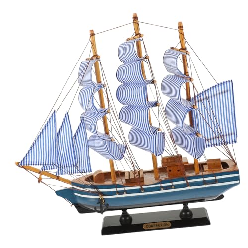 MUCKLILY Holz Piratenschiff Modell Segelboot Dekoration Handgefertigtes Segelschiff Ornament aus Holz für Büro Wohnzimmer und Schreibtisch Leicht und Farbenfroh Symbolisiert Reibungsloses von MUCKLILY