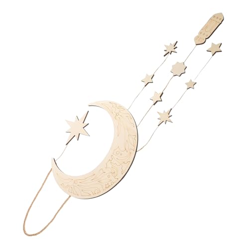 MUCKLILY Holzmond Stern Ornament für Ramadan Dekoration Handgefertigtes Hängendes Element für Eid Mubarak Vielseitig Einsetzbar Wand Tür oder Fensterdekoration aus Natürlichem Holz von MUCKLILY