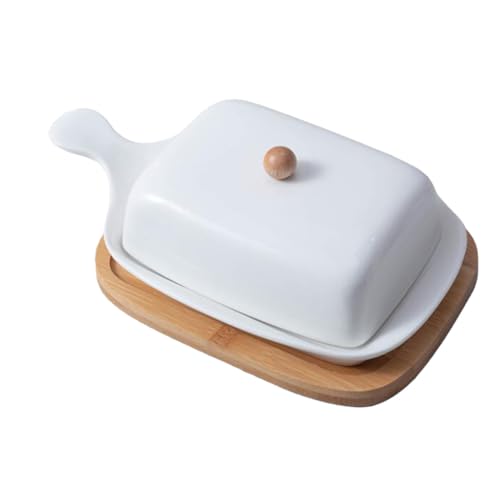 MUCKLILY Keramik Butterplatte mit Deckel und Abnehmbarem Griff Stilvolles Haushaltsgeschirr mit Bambusuntersetzer Spülmaschinenfest Geeignet für Hotel und Zuhause Weiß Teilig MUCKLILY Keramik Butterplatte mit Deckel und Abnehmbarem Griff Stilvolles Haushaltsgeschirr mit Bambusuntersetzer Spülmaschinenfest Geeignet für Hotel und Zuhause Weiß Teilig von MUCKLILY