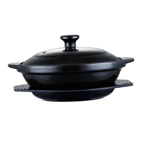 MUCKLILY Keramik Casserole Topf mit Tablett Natürlicher Wasserdichter Küchenhelfer für Geschmortes Hühnchen Bibimbap Suppen Vielseitiger Haushalts kochtopf für Tägliche und von MUCKLILY