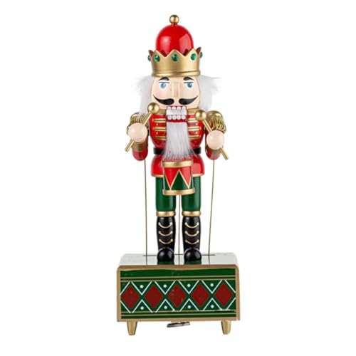 MUCKLILY Klassische Holz Nussknacker Musikdose mit Aufziehmechanismus Rot Traditionelle Weihnachtsdekoration und Musikspielwerk Festlicher Tisch Regal-schmuck Geschenk zu Weihnachten und von MUCKLILY