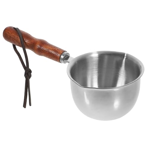 MUCKLILY Kleiner Edelstahl Öl schmelztopf mit Ergonomischem Wellenholzgriff Flacher Boden für Gleichmäßige Hitzeverteilung zum Schmelzen von Butter Käse Schokolade Wachs im Haushalt MUCKLILY Kleiner Edelstahl Öl schmelztopf mit Ergonomischem Wellenholzgriff Flacher Boden für Gleichmäßige Hitzeverteilung zum Schmelzen von Butter Käse Schokolade Wachs im Haushalt von MUCKLILY