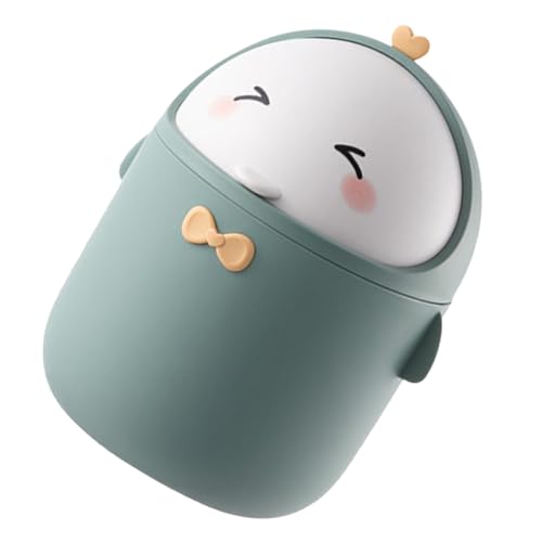MUCKLILY Kleiner Mülleimer mit Deckel Süßer Desktop Abfallkorb für Büro und Zuhause Praktischer Mini Mistkübel zur Geruchsvermeidung Dekorativer Cartoon Stil Grün MUCKLILY Kleiner Mülleimer mit Deckel Süßer Desktop Abfallkorb für Büro und Zuhause Praktischer Mini Mistkübel zur Geruchsvermeidung Dekorativer Cartoon Stil Grün von MUCKLILY