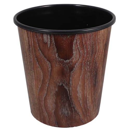 MUCKLILY Küchen Mülleimer ohne Deckel Runder Abfalleimer mit Holzmaserung Müllkorb für Wohnzimmer Schlafzimmer und Bad Eleganter Praktischer Abfallbehälter für Zuhause von MUCKLILY