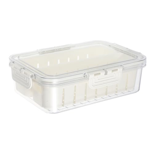 MUCKLILY Kühlschrank Aufbewahrungsbehälter mit Abnehmbarem Abtropfkorb Tragbare Obst und Snackschale mit Deckel Unterteilte Servierschale für Optimale Organisation und Maximalen von MUCKLILY