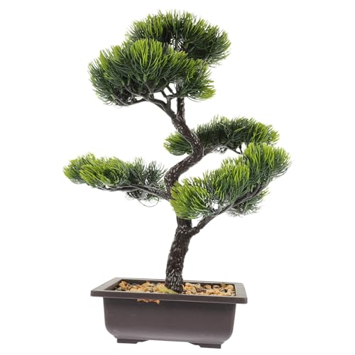 MUCKLILY Künstlicher Bonsai Baum Mittelgroßer Gefälschter Pinienbaum im Topf Lebensecht Grüne Zimmerpflanze Dekoration für Wohnzimmer Schreibtisch Feng Shui Ornamente von MUCKLILY