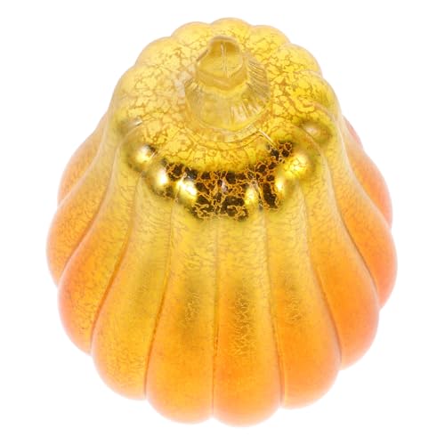 MUCKLILY LED Glas Kürbis Dekoration Strahlender Herbst Deko Kürbis mit Sicherer Energiesparender Beleuchtung für Innenräume Langlebige Glasfigur Halloween Atmosphäre Orange Farbverlauf Groß von MUCKLILY