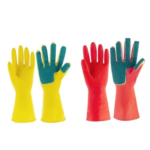 MUCKLILY Latex Reinigungshandschuhe mit Schwamm Wiederverwendbare Haushaltshandschuhe für Küchenreinigung Spülmaschinenfest Ölbeständig mit Stark Saugfähigem Scheuerschwamm für Gründliche MUCKLILY Latex Reinigungshandschuhe mit Schwamm Wiederverwendbare Haushaltshandschuhe für Küchenreinigung Spülmaschinenfest Ölbeständig mit Stark Saugfähigem Scheuerschwamm für Gründliche von MUCKLILY