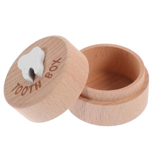 MUCKLILY Milchzahndose aus Holz Kompakte Teeth Keepsake Box zur Sicheren Aufbewahrung von Milchzähnen und Babyhaar Leicht Tragbar Erinnerungsbox für Jungen und Mädchen von MUCKLILY