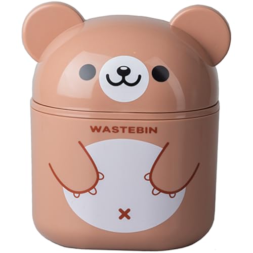 MUCKLILY Mini Mülleimer Desktop Abfalleimer Lustiger Kunststoff Mülleimer mit Deckel für Büro Schlafzimmer Wohnzimmer Leicht und Platzsparend Cartoon Design Langlebig und Sicher von MUCKLILY