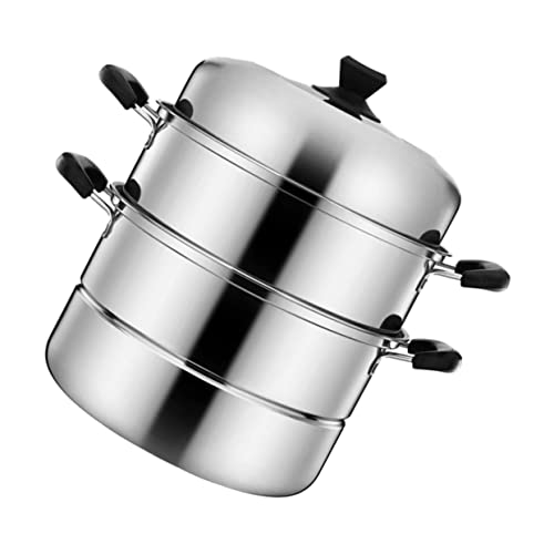 MUCKLILY Multifunktionaler Dampfgarer mit Sichtbarem Glasdeckel und Dampföffnung Stapelbarer Haushaltsdämpfer Hochtemperaturbeständig Langlebig Geeignet für Induktionsherde von MUCKLILY