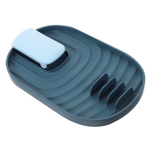 MUCKLILY Multifunktionaler Küchenutensilienhalter mit Anti rutsch basis Topfdeckel Kochlöffelhalter Platzsparend für Arbeitsplatte Eleganter Blauer Küchenständer für Kleine Küchen und von MUCKLILY