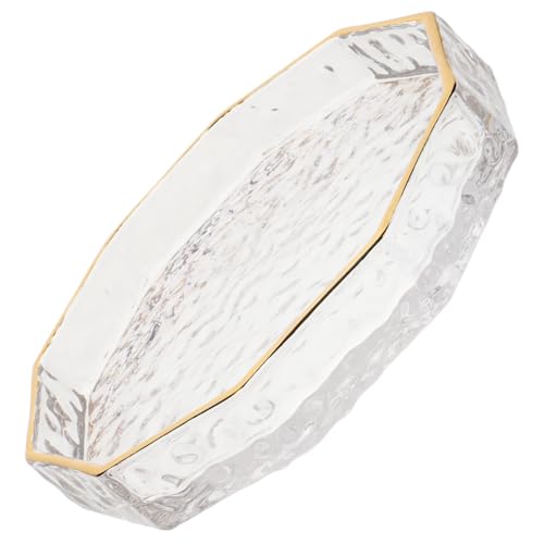 MUCKLILY Nordic Glas Obstteller mit Goldrand Vielseitiges Snack Salat-serviergeschirr Eleganter Glas-teller für Küche und Wohnzimmer Dekoratives Tablett für Kalte Gerichte und Desserts von MUCKLILY
