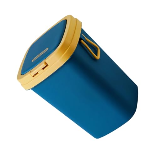 MUCKLILY Nordischer Mülleimer mit Deckel Pressmechanismus Kleiner Abfallbehälter aus Hochwertigem PP Leicht und Robust Modernes Design für Bad Küche und Wohnzimmer Tiefseeblau von MUCKLILY