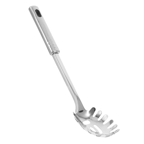 MUCKLILY Nudellöffel Spaghettilöffel und Nudelzange Spaghetti- Server Nudelgabeln zum Servieren Pasta -Werkzeuge Nudelsieb Schöpfkelle Nudelzubereitungsschaufel Rostfreier Stahl Silber von MUCKLILY