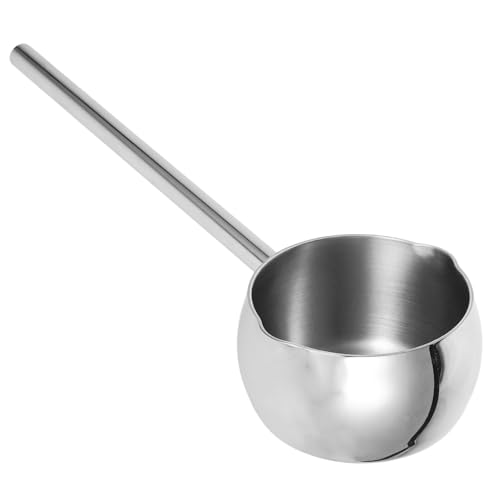 MUCKLILY Ölspritzer heißer Öllöffel Edelstahltopf klein manueller Öltopf Ölbehälter Öltopf gießen Gießkanne Gießen Sie Öl in einen kleinen Topf Rostfreier Stahl Silver von MUCKLILY