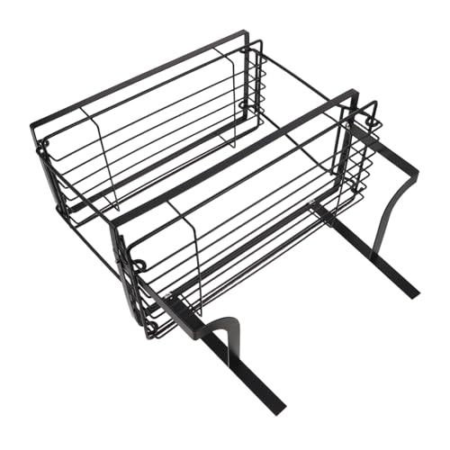 MUCKLILY Over The Toilet Storage Shelf Doppel-etagen Badregal ohne Bohren Moderner Schwarzer Toiletten-Organizer mit Abnehmbarem Gestell Platzsparend für Bad Gäste-wc Studentenwohnheim von MUCKLILY