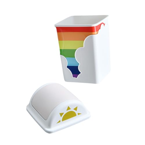 MUCKLILY Regenbogen mülleimer mit Schwingdeckel Umweltfreundlicher Kunststoff Kompakt und Geruchsneutral für Badezimmer Küche Schlafzimmer und Büro Vielseitiger Haushalts abfalleimer MUCKLILY Regenbogen mülleimer mit Schwingdeckel Umweltfreundlicher Kunststoff Kompakt und Geruchsneutral für Badezimmer Küche Schlafzimmer und Büro Vielseitiger Haushalts abfalleimer von MUCKLILY